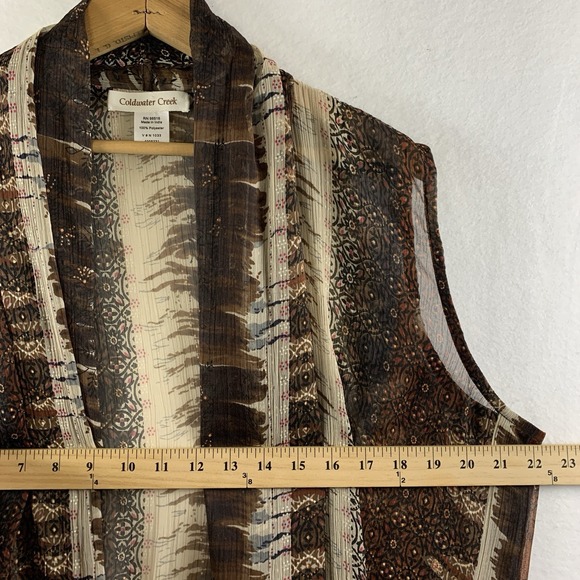 Women Sheer Open Front Vest Duster Top OS Boho Fairy Grunge Earthy Chiffon Layer - Picture 4 of 9